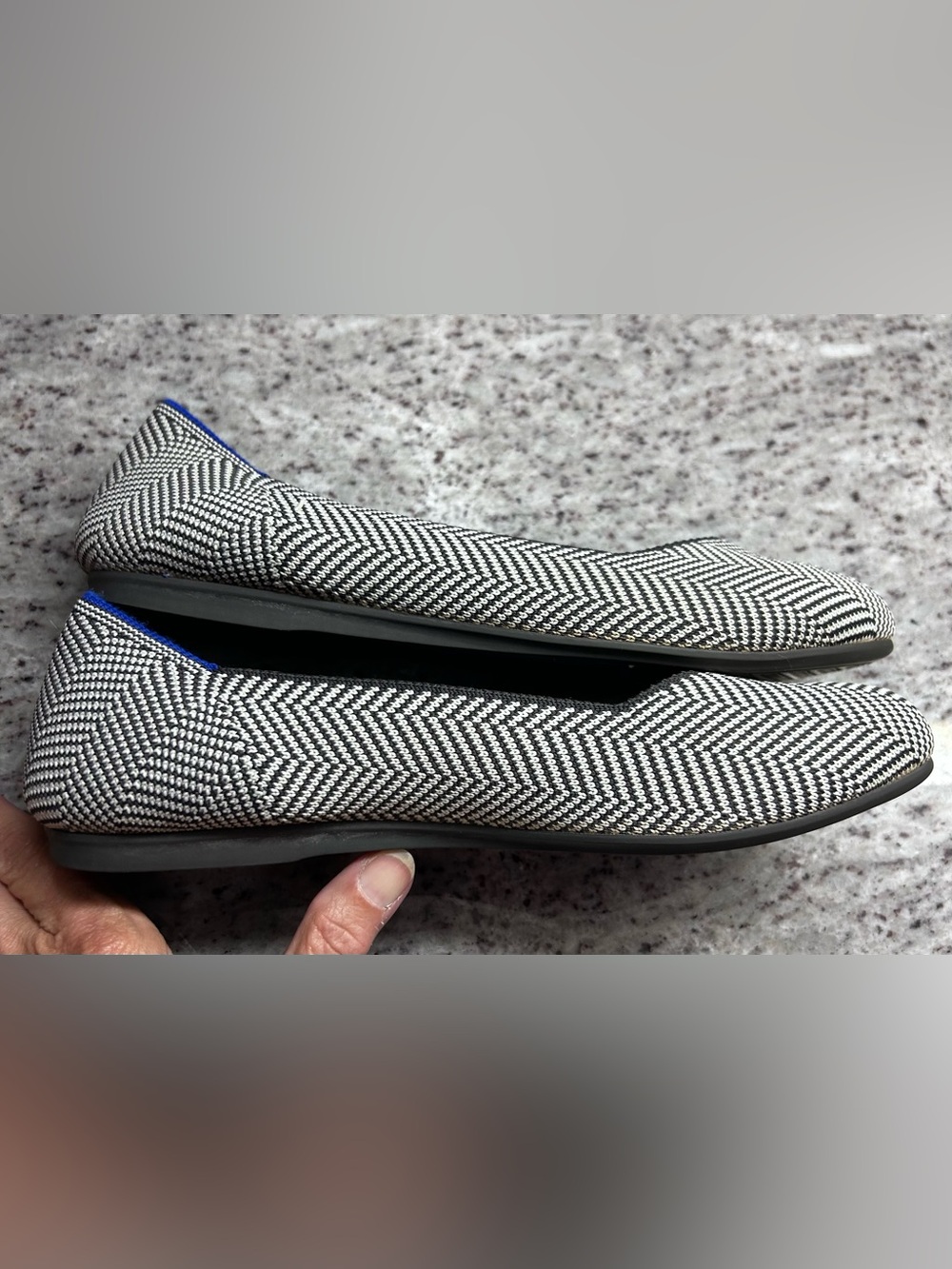 Rothy's Women's Chevron Ballet Flat in Black and White size 7.5 - Picture 4 of 7